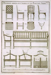 Entwürfe für Holzstühle und Bänke für den Garten, aus L